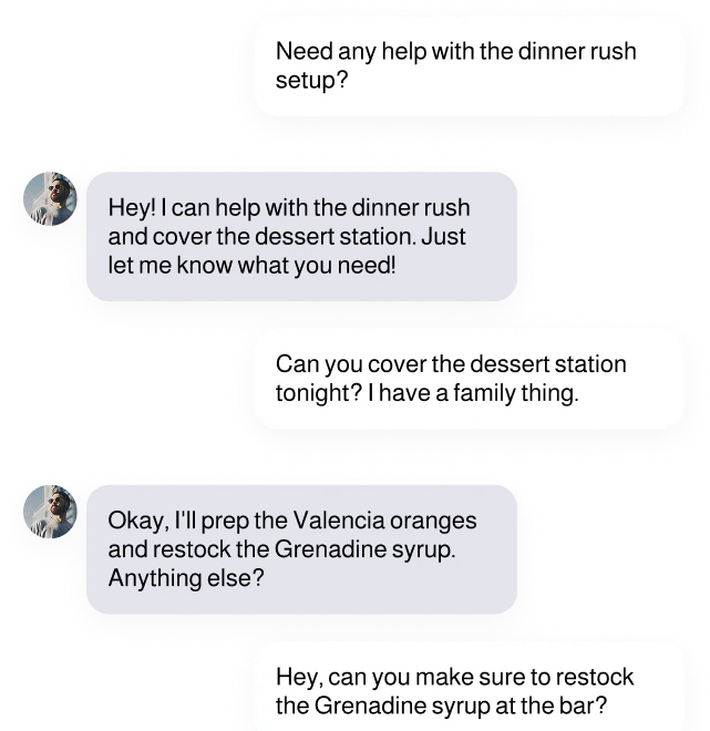 Opscale in-app team chat with one-to-one and group conversations