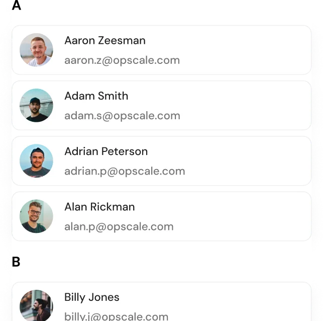 Opscale people directory across brands and branches